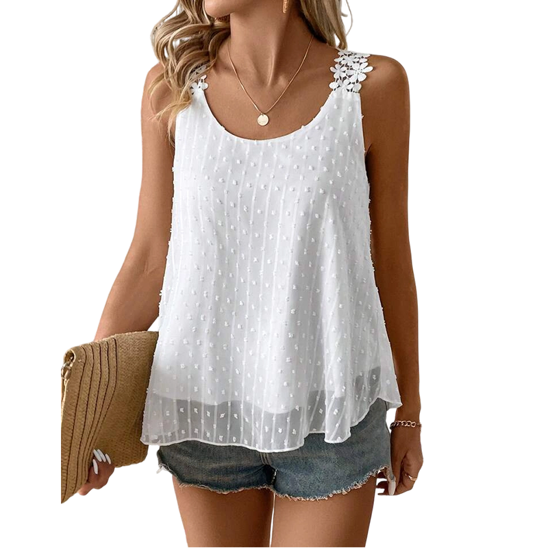 🔥 Elegant Dot Lace Strap Tank Top