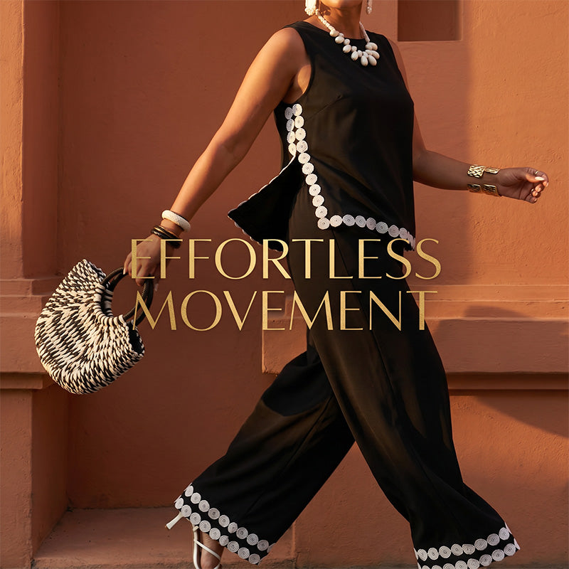 🤍Women's Sleeveless Top & Wide-Leg Pants Suit✨