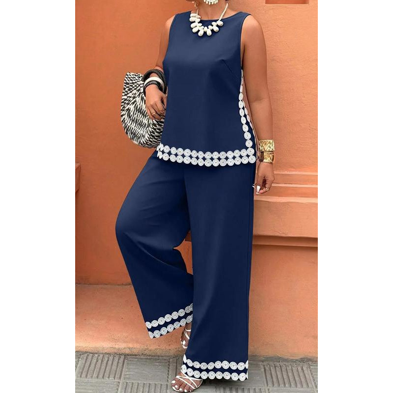 🤍Women's Sleeveless Top & Wide-Leg Pants Suit✨