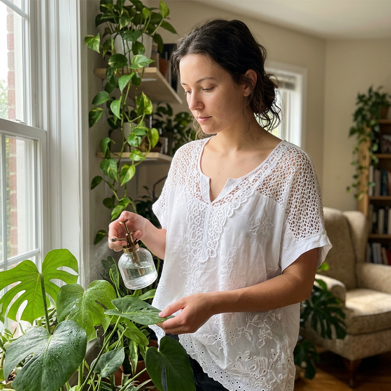 🌸 Elegant Lace Embroidered V-Neck Top – Relaxed Fit, Floral Detail.