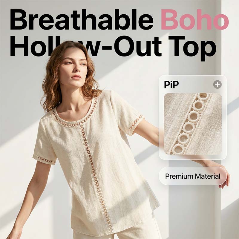 🌸Women's Casual Bohemian Style Hollow-Out Top