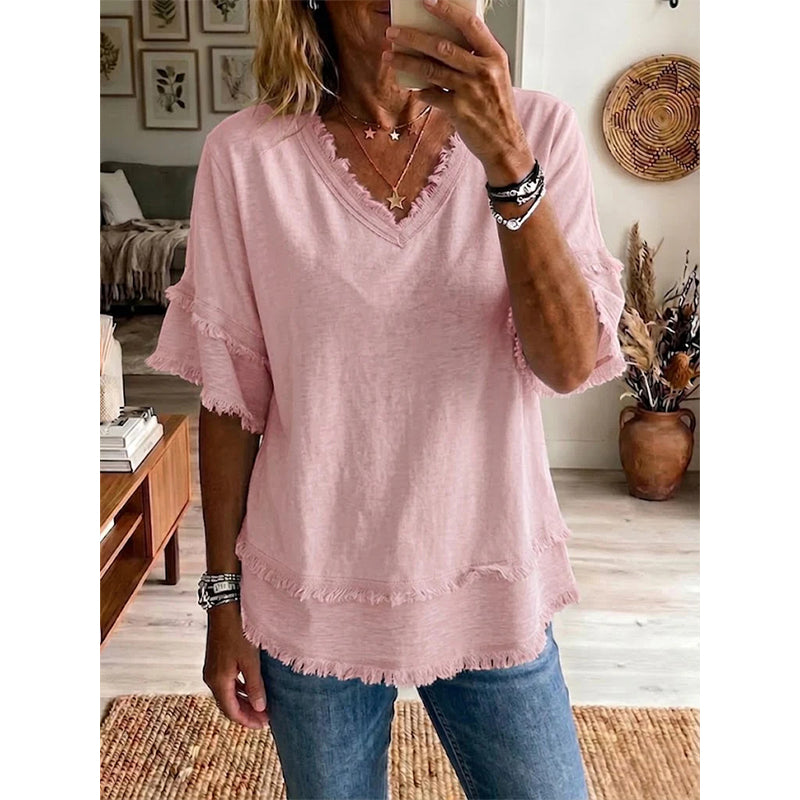 👚Women's V-Neck Casual Short Sleeve Top