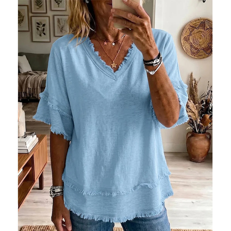 👚Women's V-Neck Casual Short Sleeve Top