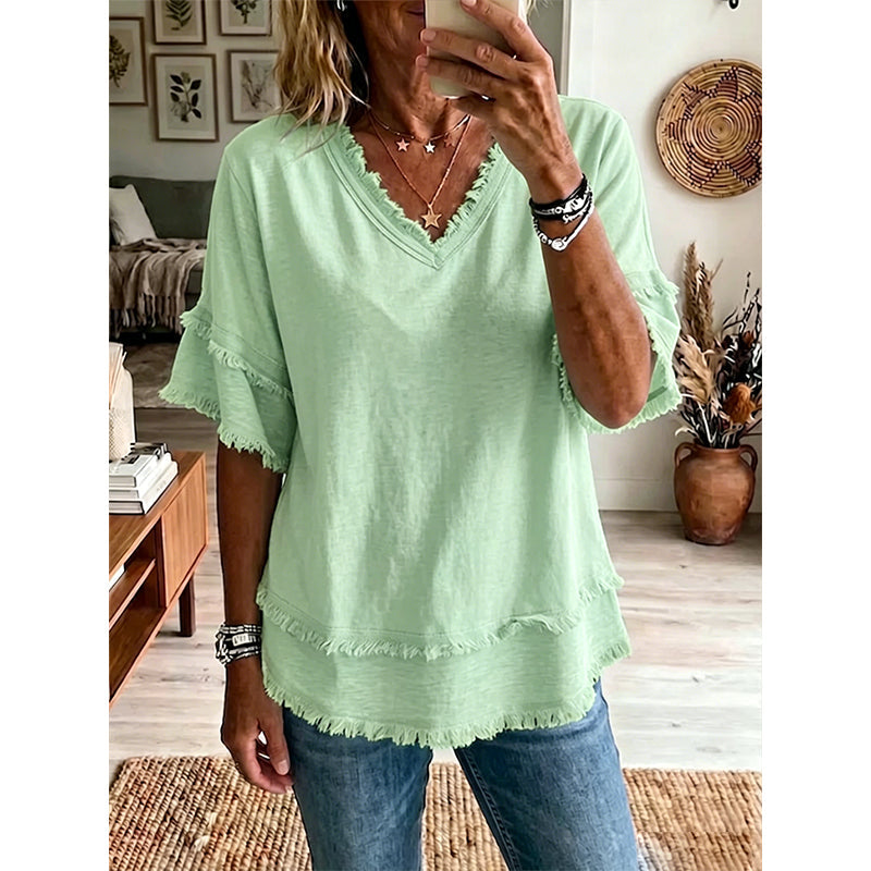 👚Women's V-Neck Casual Short Sleeve Top