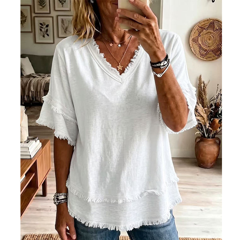 👚Women's V-Neck Casual Short Sleeve Top