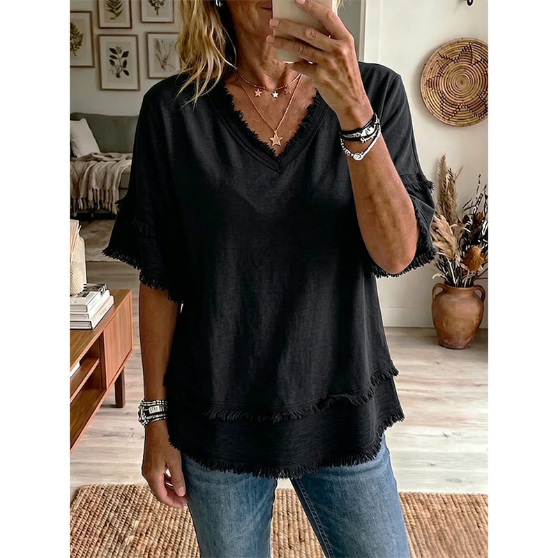 👚Women's V-Neck Casual Short Sleeve Top