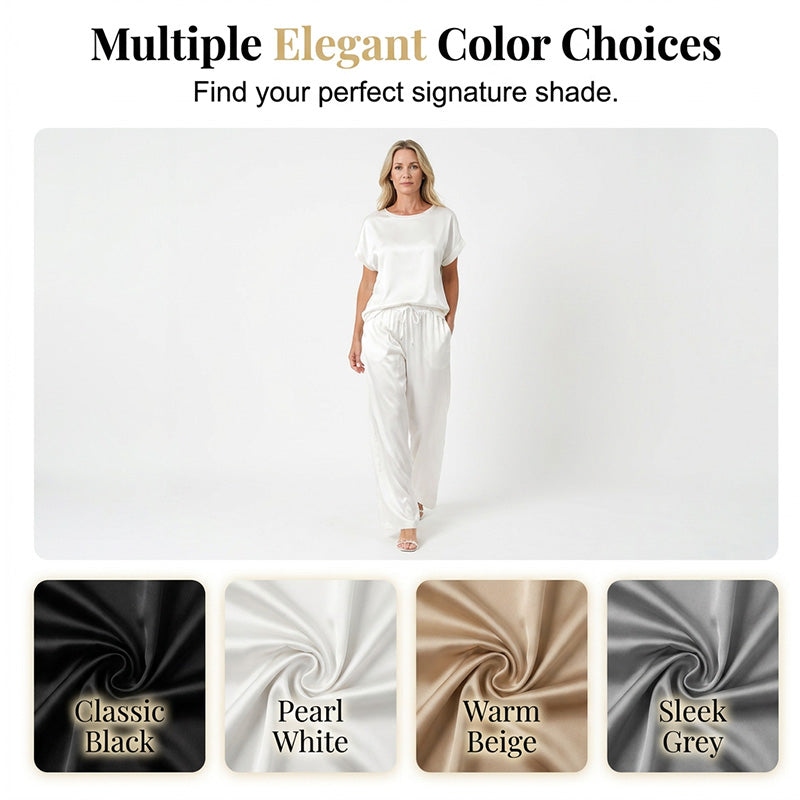 Elegant Top & Wide-Leg Pant Set – Breathable Cool Fabric, Wear At Home & Out!