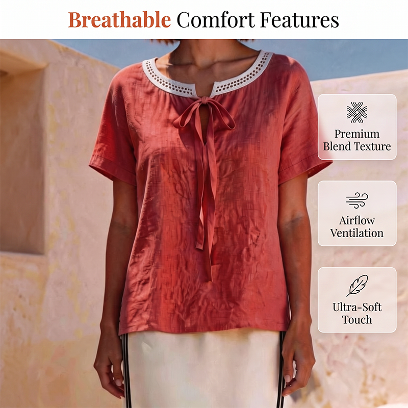 ✨🎀 LIMITED TIME 50% OFF! 🌸Lace Tie Neck Top – Delicate lace & flattering tie – Perfect for romantic dates.