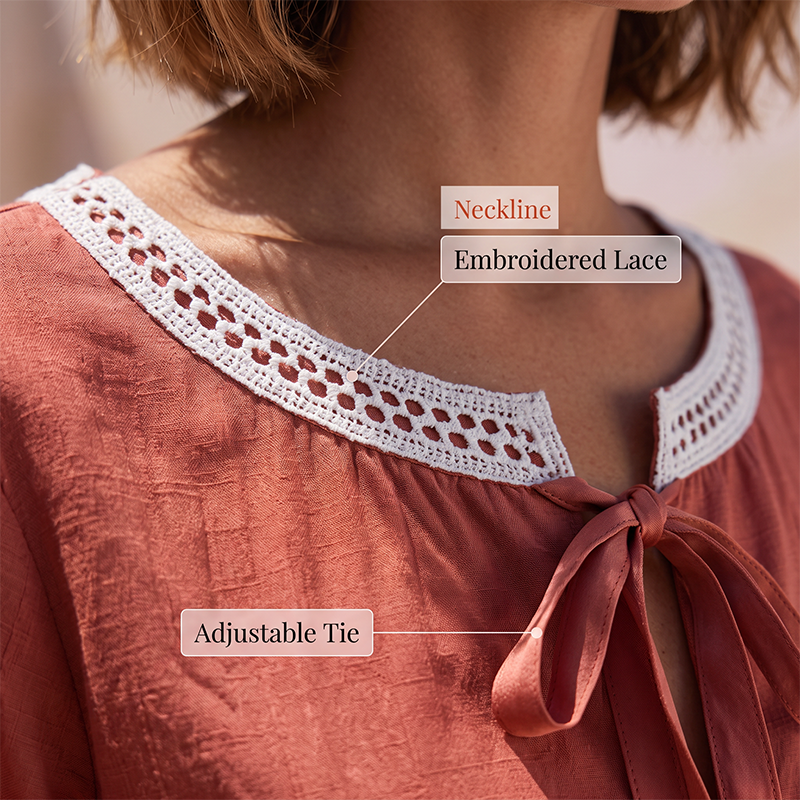 ✨🎀 LIMITED TIME 50% OFF! 🌸Lace Tie Neck Top – Delicate lace & flattering tie – Perfect for romantic dates.