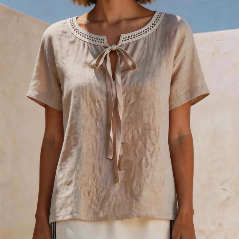 ✨🎀 LIMITED TIME 50% OFF! 🌸Lace Tie Neck Top – Delicate lace & flattering tie – Perfect for romantic dates.