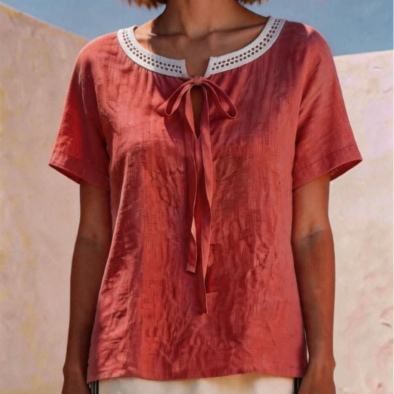 ✨🎀 LIMITED TIME 50% OFF! 🌸Lace Tie Neck Top – Delicate lace & flattering tie – Perfect for romantic dates.