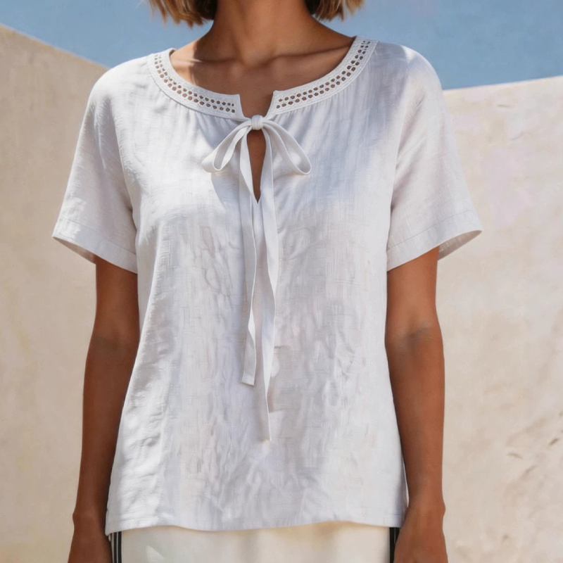 ✨🎀 LIMITED TIME 50% OFF! 🌸Lace Tie Neck Top – Delicate lace & flattering tie – Perfect for romantic dates.