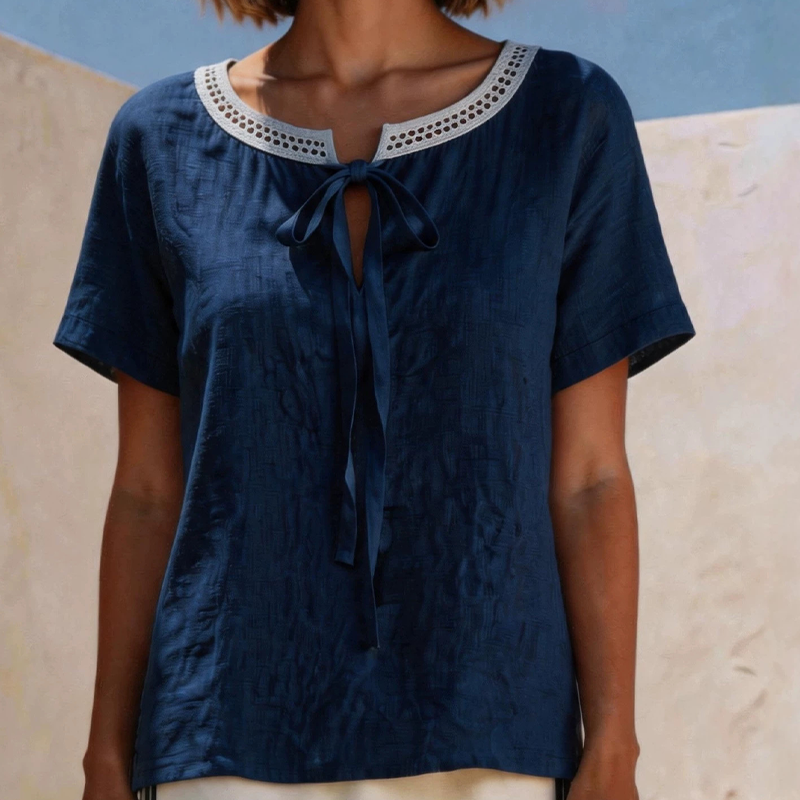 ✨🎀 LIMITED TIME 50% OFF! 🌸Lace Tie Neck Top – Delicate lace & flattering tie – Perfect for romantic dates.