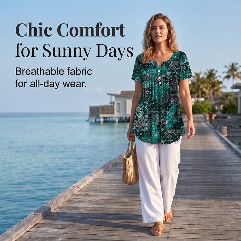 👚 Women's Casual V-Neck Top — Relaxed Loose Fit Everyday Essential