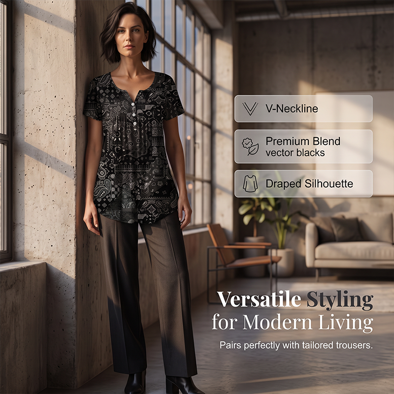 👚 Women's Casual V-Neck Top — Relaxed Loose Fit Everyday Essential