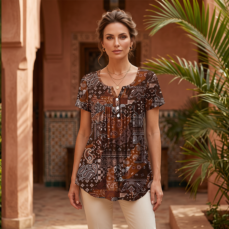 👚 Women's Casual V-Neck Top — Relaxed Loose Fit Everyday Essential